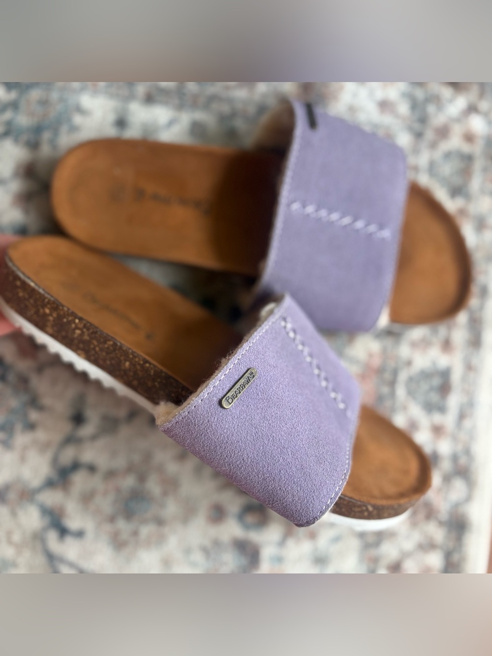 Women’s size 10 Bearpaw Purple Suede Fur Slides Sandals